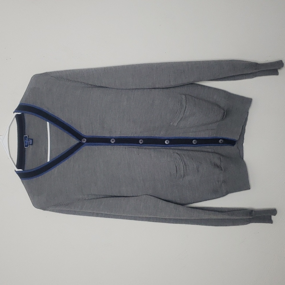 Tom James Gray and Blue Cardigan Size M